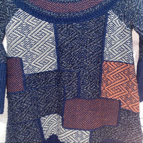 Free People Patchwork Bell Sleeve Tunic Sweater XS - Picture 4 of 7